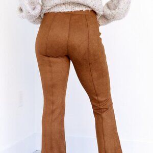 Spanx Faux Suede Camel Flare Pants
